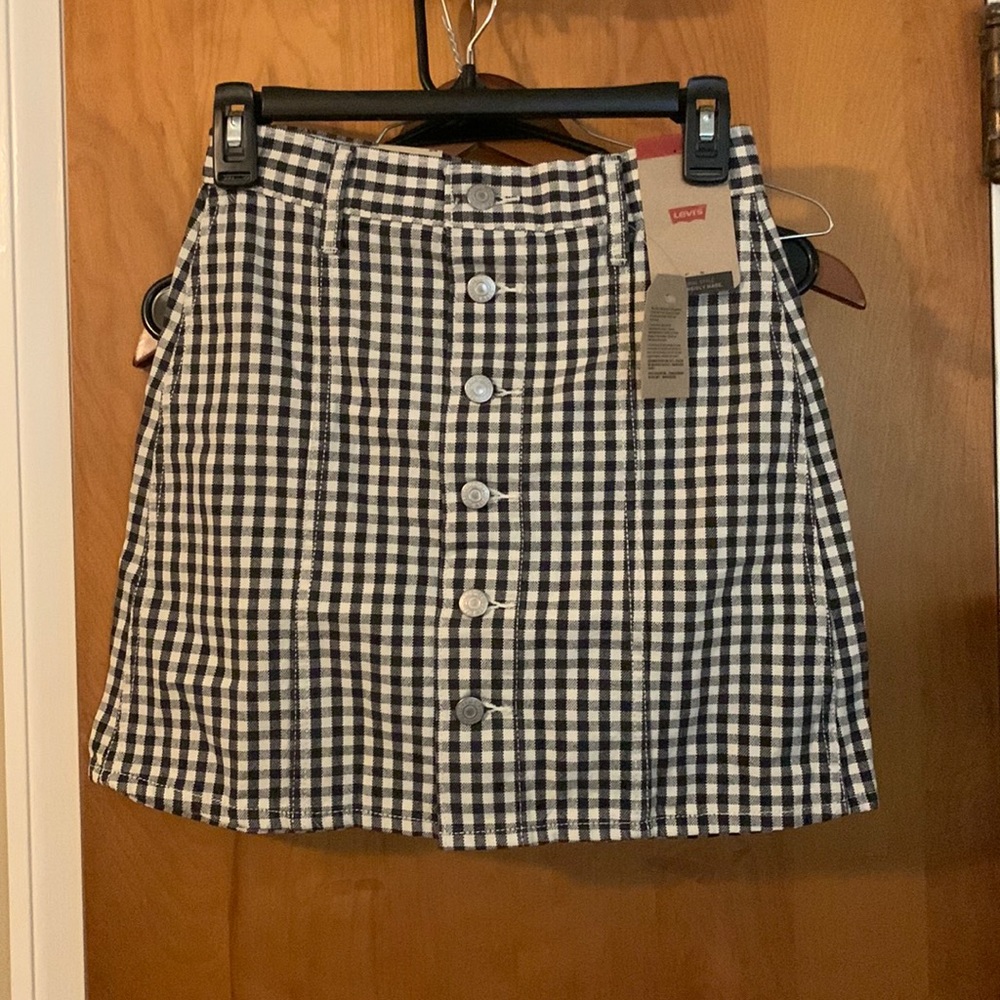 NWT A line Black&White Plaid Levi’s mini skirt size 24